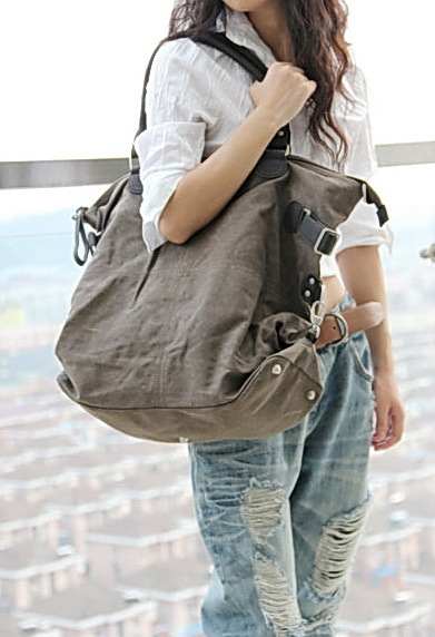 KOUKO'™ Vintage Canvas Leather Shoulder Bag Handbag Travel Bag. UNISEX ...